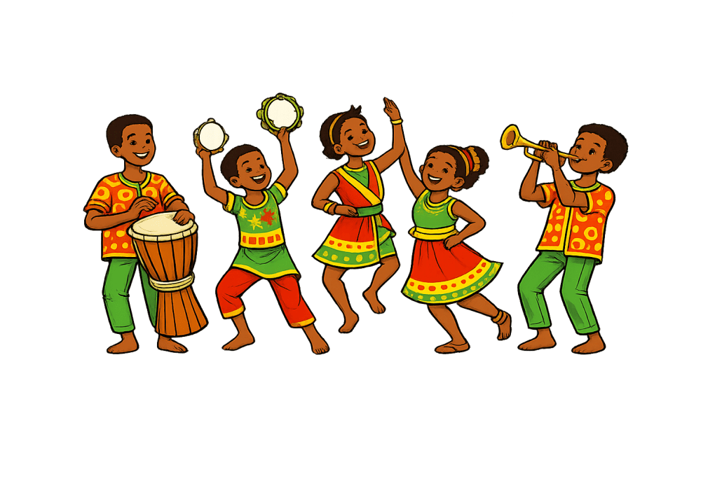 African dancers celebrating