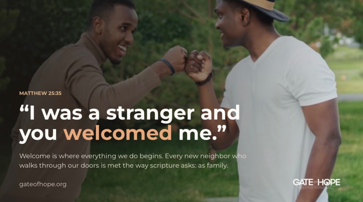 I was a stranger and you welcomed me. Matthew 25:35

Welcome is the whole of it. A place made ready before anyone asks whether it was deserved.

That is the heart behind everything we do.

If this is the kind of welcome you believe in, share it.

gateofhope.org

#WelcomeTable #GateOfHope #Louisville #NewNeighbors